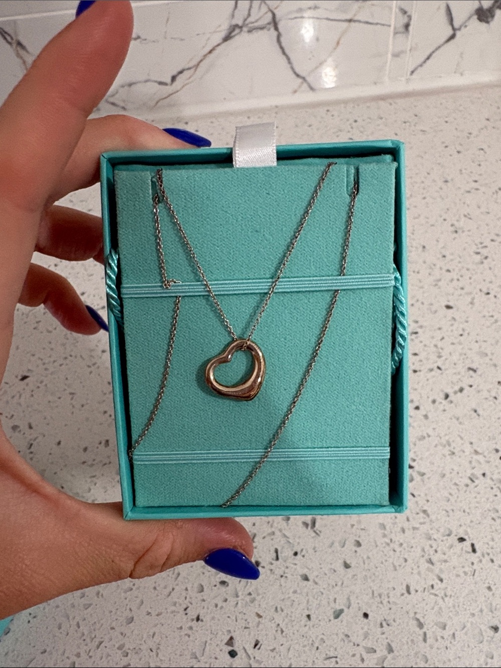 Tiffany & Co. Heart Pendant Necklace — Silver Chain with Silver Heart